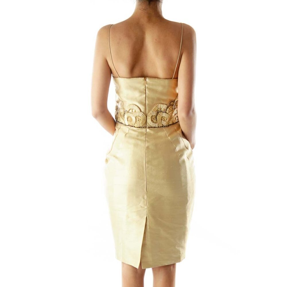 SEBASTIAN'S Gold Strapless Beaded Textured Dress - Picture 3 of 3